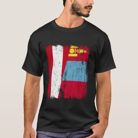 Oostenrijk Mongolië Halve Vlag Oostenrijkse Mongoo T-shirt (Voorkant)