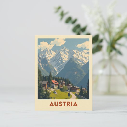  Oostenrijk Mountain Town Travel Toerisme Briefkaart (Staand voorkant)