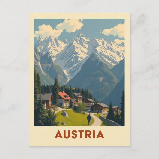 Oostenrijk Mountain Town Travel Toerisme Briefkaart (Voorkant)