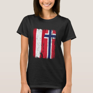 Oostenrijk Noorwegen Half Vlag Oostenrijkse Noorse T-shirt