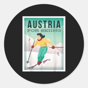 Oostenrijk om te skiën Pistensau & Skihaserl Gaat Ronde Sticker