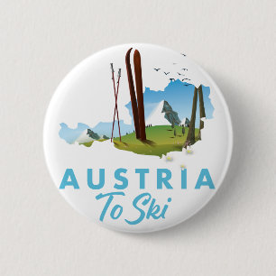 Oostenrijk om te skiën. poster ronde button 5,7 cm