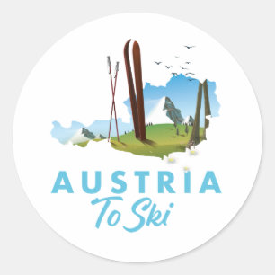 Oostenrijk om te skiën. T-shirt Ronde Sticker