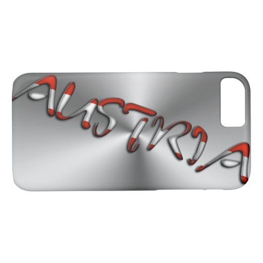 Oostenrijk Oostenrijkse vlag Typografie Silver Gre Case-Mate iPhone Case (Achterkant (Horizontaal))