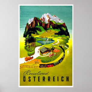 Oostenrijk, Reiseland, spoorweg, vintage reisaffic Poster