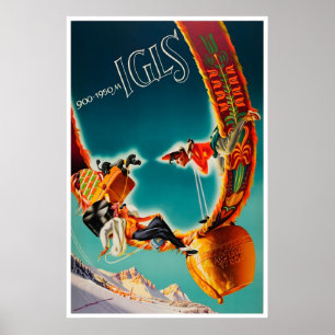 Oostenrijk Reisposter Tirol Ski Print Igls Kunst