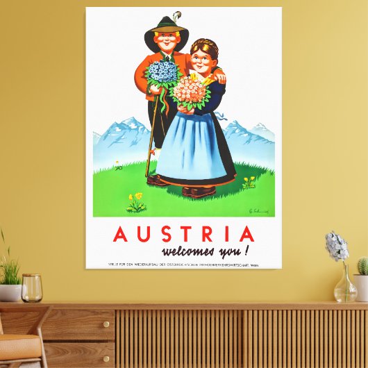  Oostenrijk Reizen Poster Retro Canvas Afdruk (Insitu (Woonkamer))
