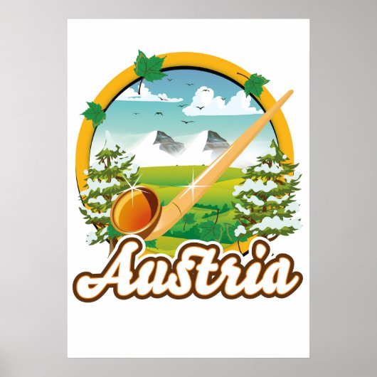 Oostenrijk retro reislogo poster (Voorkant)