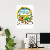 Oostenrijk retro reislogo poster (Thuiskantoor)