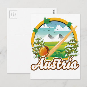 Oostenrijk retro reizen logo briefkaart