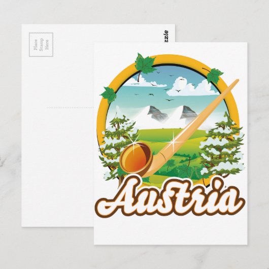 Oostenrijk retro reizen logo briefkaart (Voorkant / Achterkant)