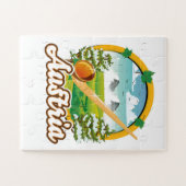 Oostenrijk retro reizen logo legpuzzel (Horizontaal)