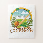 Oostenrijk retro reizen logo legpuzzel (Verticaal)