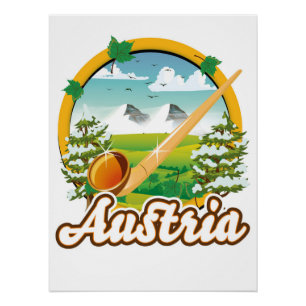Oostenrijk retro reizen logo perfect poster