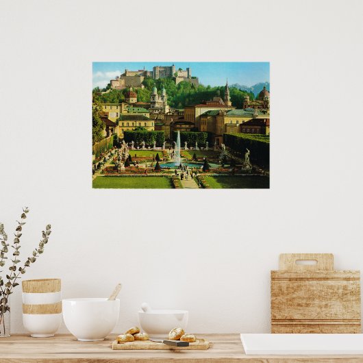 Oostenrijk, Salzburg, Schloss Hollenberg, tuinen Poster (Keuken)