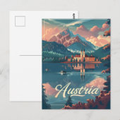 Oostenrijk Serenity: Lakeside Mountain Briefkaart (Voorkant / Achterkant)