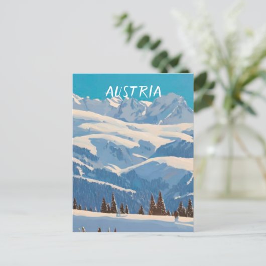 Oostenrijk ski briefkaart (Staand voorkant)