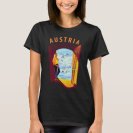 Oostenrijk Ski Chalet Uitzicht Retro Reis T-shirt