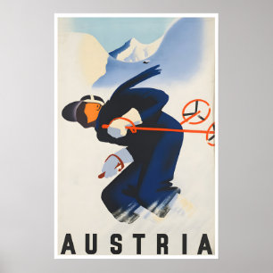 Oostenrijk Ski Poster Skien Print Reis Kunst