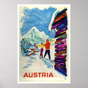 Oostenrijk, Ski Travel Poster