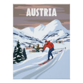 Oostenrijk Skigebied poster, retro. Alpes Winter Perfect Poster (Voorkant)
