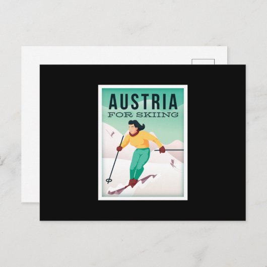 Oostenrijk Skiing Briefkaart (Voorkant / Achterkant)