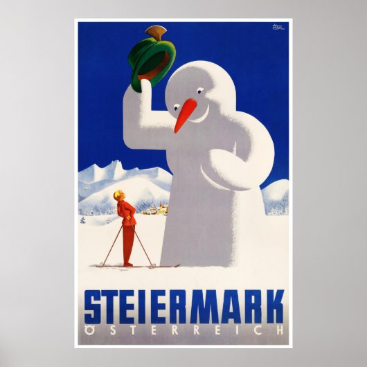 Oostenrijk Steiermark Vintage Travel Poster terugg (Voorkant)