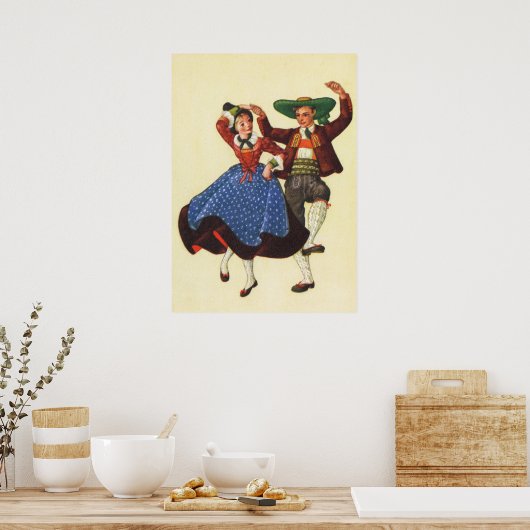 Oostenrijk, Tiroolse volksdansen Poster (Keuken)