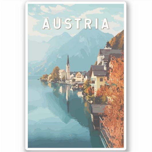 Oostenrijk Travel Art Vintage Sticker (Voorkant)
