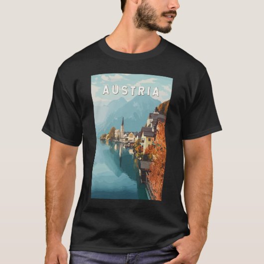 Oostenrijk Travel Art Vintage T-shirt (Voorkant)