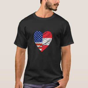 Oostenrijk USA Hart Amerikaanse Vlag Oostenrijkse T-shirt