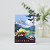 Oostenrijk, vakantie in Alpen, Vintage Briefkaart (Staand voorkant)