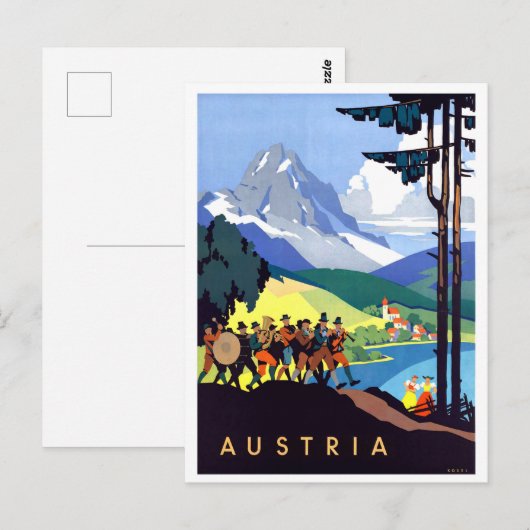 Oostenrijk, vakantie in Alpen, Vintage Briefkaart (Voorkant / Achterkant)