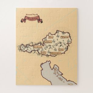 Oostenrijk Vintage geïllustreerde kaart Legpuzzel