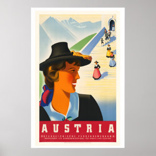 Oostenrijk Vintage Reisposter - Ingelijst  Niet in Poster