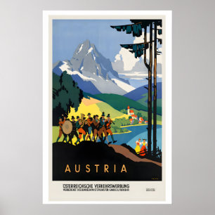 Oostenrijk Vintage Reisposter - Ingelijst Niet in Poster