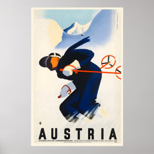 Oostenrijk Vintage Ski Poster - Ingelijste Print -