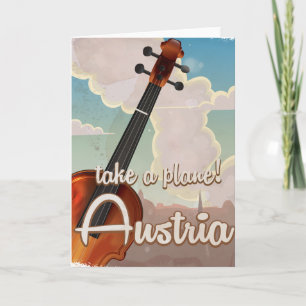 Oostenrijk Violin vintage reisje poster. Feestdagen Kaart