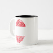 Oostenrijk Vlag Vingerprint Land Pride Identity Tweekleurige Koffiemok (Voorkant links)