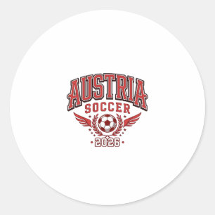 Oostenrijk Voetbal 2026 Voetbal Vet Land Typografi Ronde Sticker