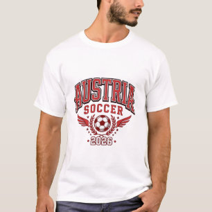 Oostenrijk Voetbal 2026 Voetbal Vet Land Typografi T-shirt