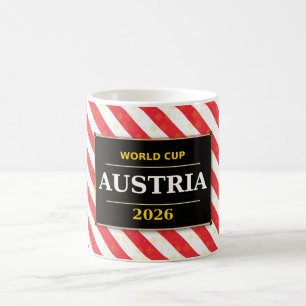 Oostenrijk Voetbal Fan Vlag Kleuren Streep Patroon Koffiemok