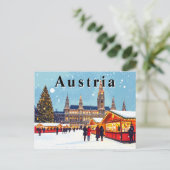 Oostenrijk Wenen Rathaus Winter Kerstmarkt Briefkaart (Staand voorkant)