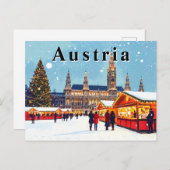 Oostenrijk Wenen Rathaus Winter Kerstmarkt Briefkaart (Voorkant / Achterkant)