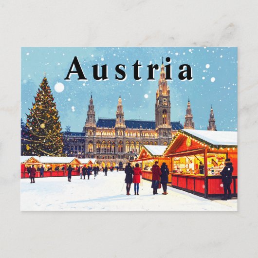 Oostenrijk Wenen Rathaus Winter Kerstmarkt Briefkaart (Voorkant)