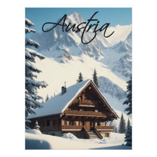 Oostenrijks Alpien Chalet Reisposter Perfect Poster