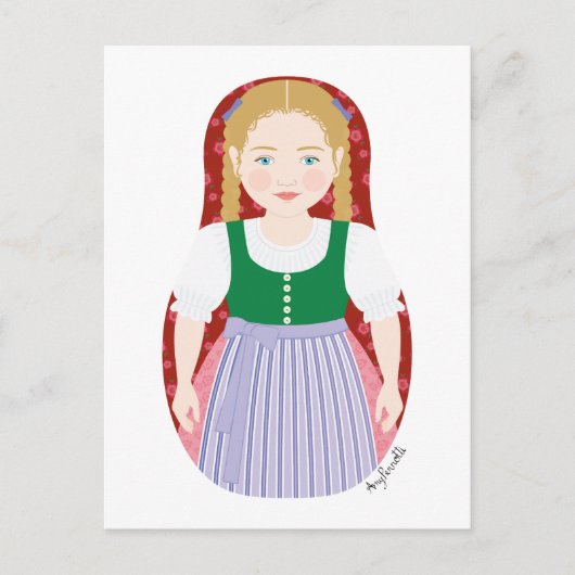 Oostenrijks Briefkaart Matryoshka (Voorkant)