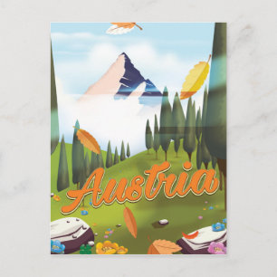 Oostenrijks cartoon reisposter briefkaart