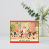 Oostenrijks  kunstschilderij kerstkind en speelgoe briefkaart (Staand voorkant)