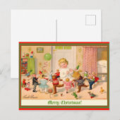 Oostenrijks  kunstschilderij kerstkind en speelgoe briefkaart (Voorkant / Achterkant)